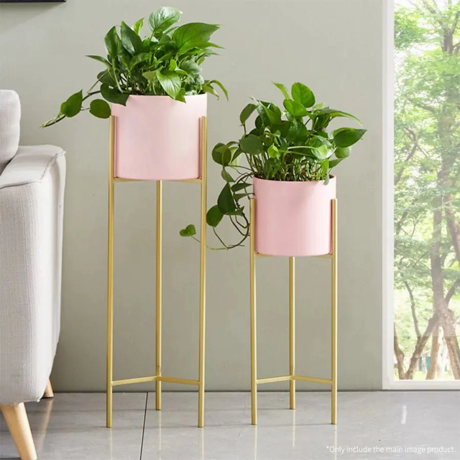 42cm Pink & Gold Metal Plant Stand