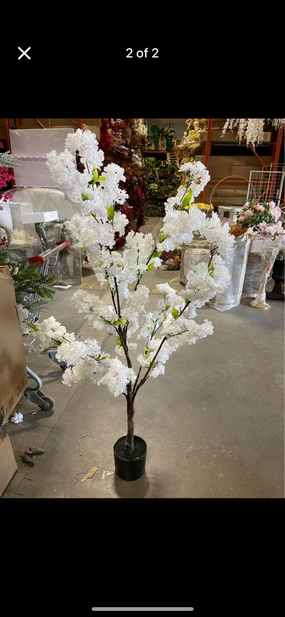 4.5 feet Cherry Blossom mini Tree in a pot White artificial flower bouquet  