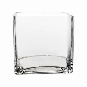 4" Clear CUBE VASE GLASS VASE Machine Made,aesthetic flower vase