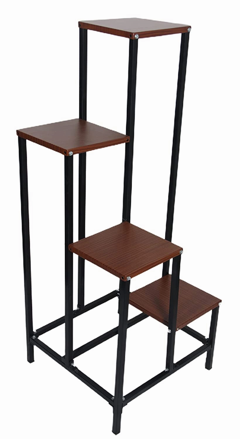 4 Tier Metal Planter Stand (Wooden Finish)