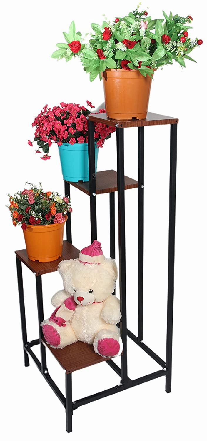 4 Tier Metal Planter Stand (Wooden Finish)