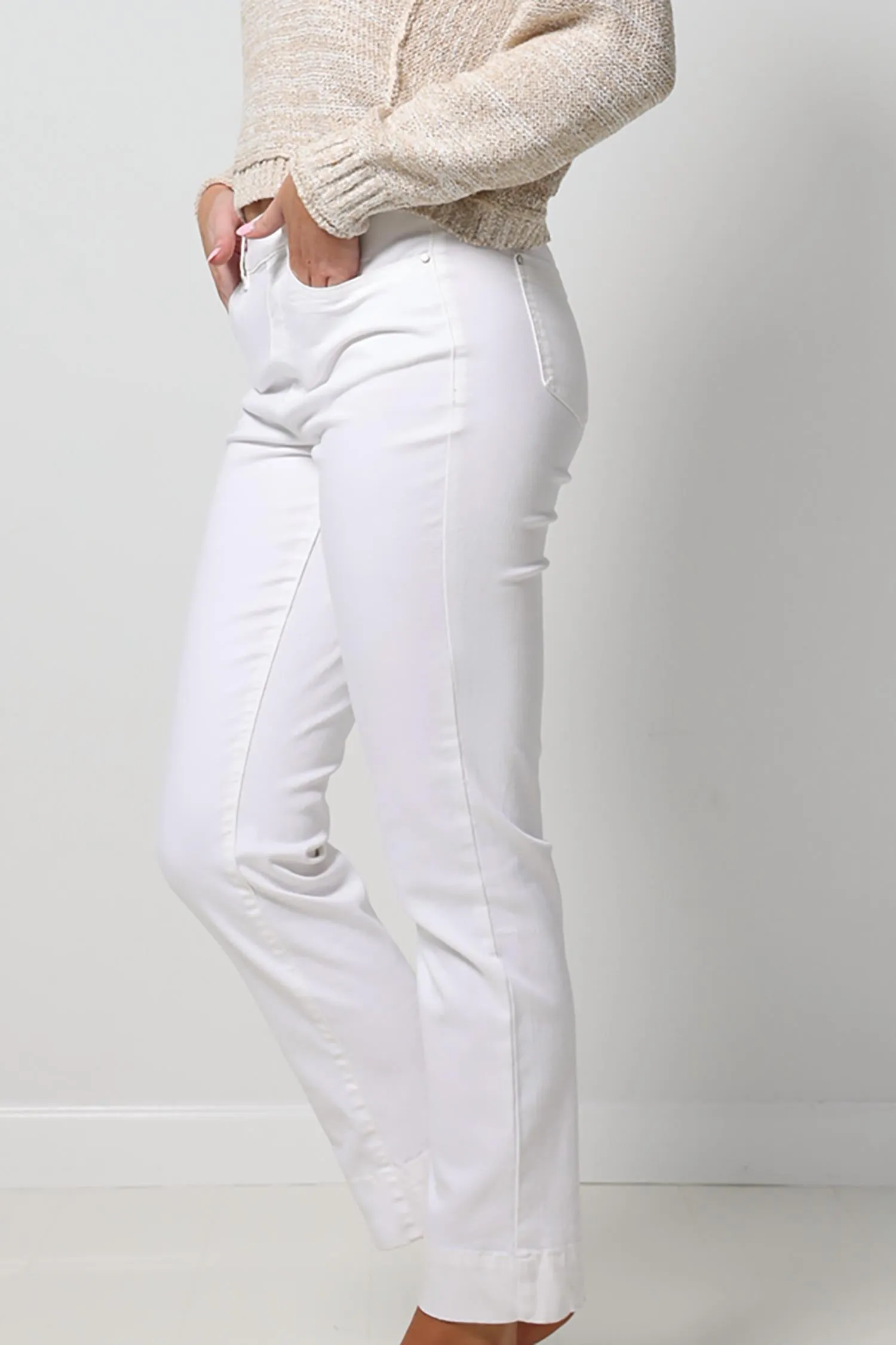 5-Taschen-Hose mit Zugband in Creme
