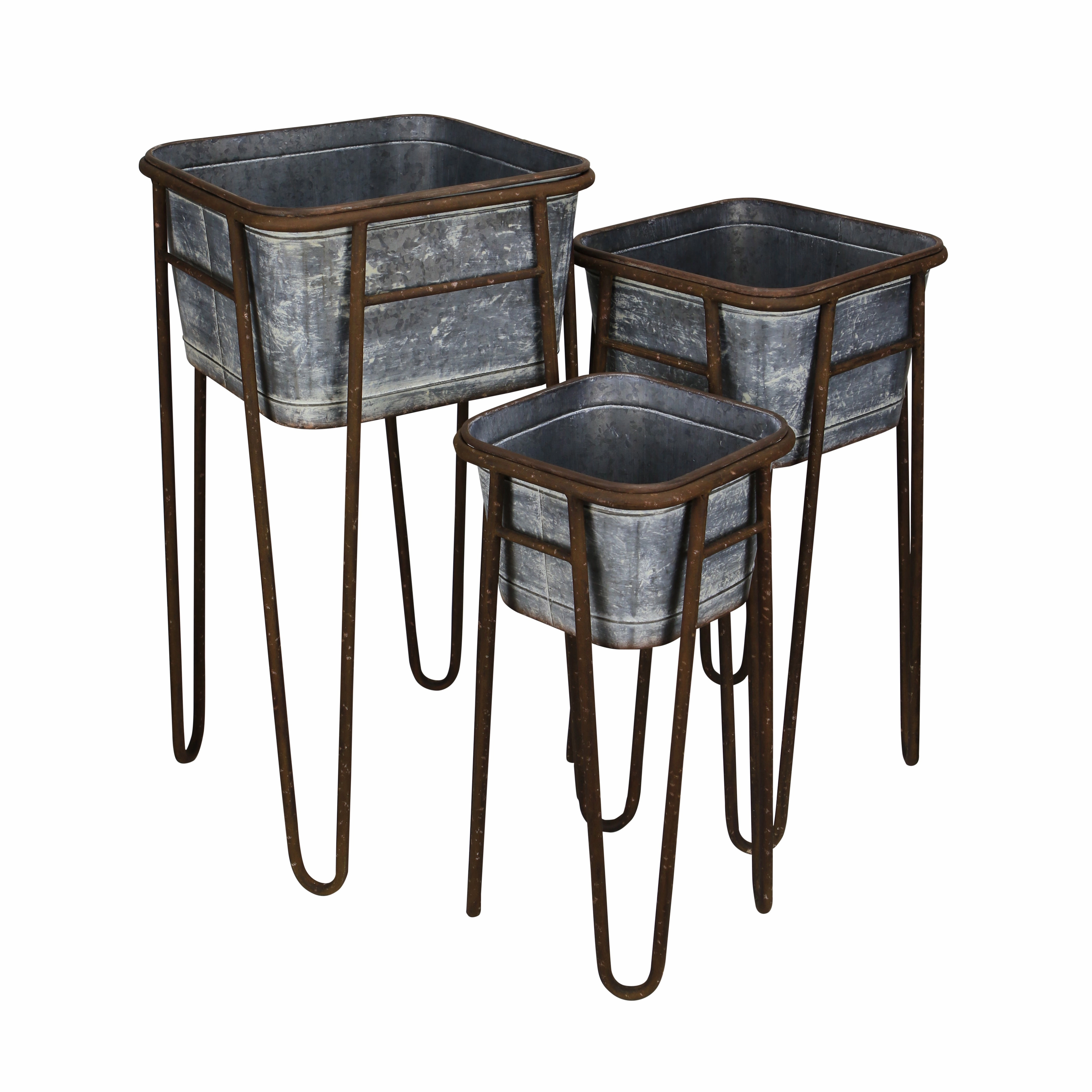 5027-3 - Selene Planters & Stand Set,flowerpot set decor