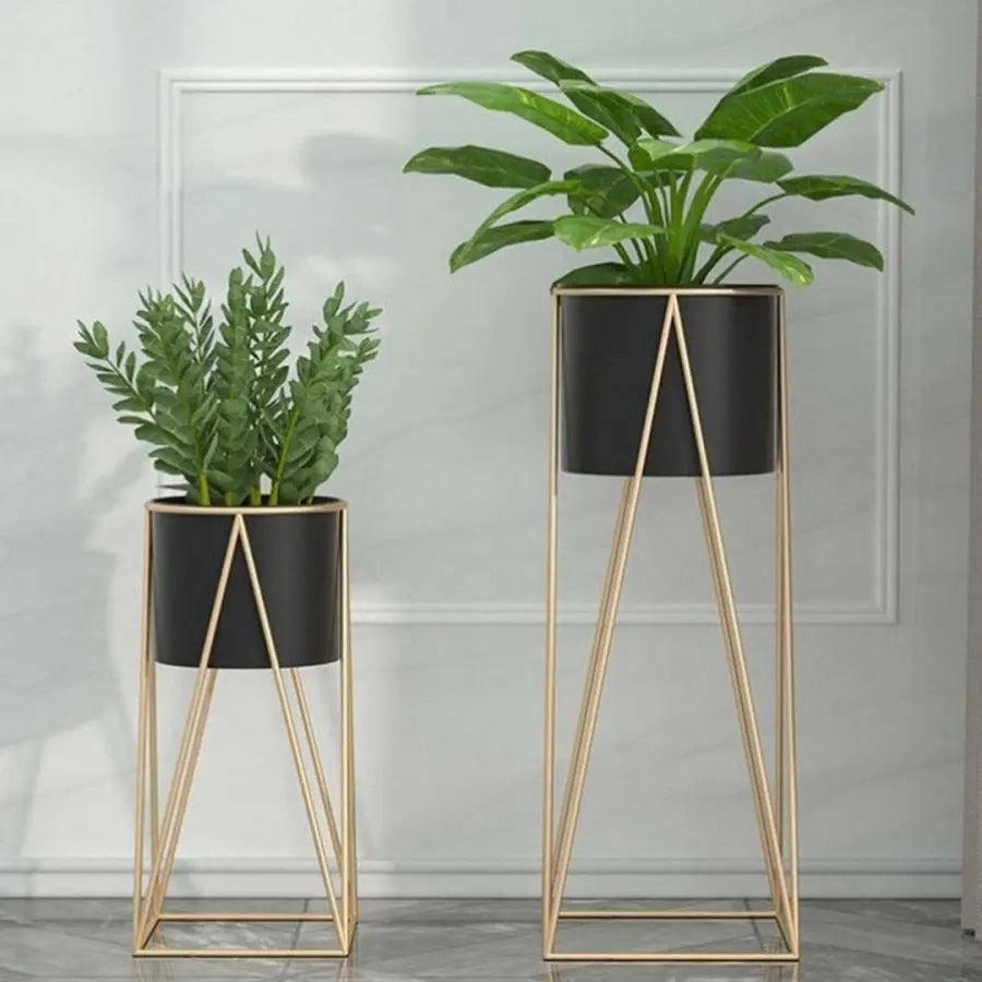 50cm Gold & Black Metal Plant Stand