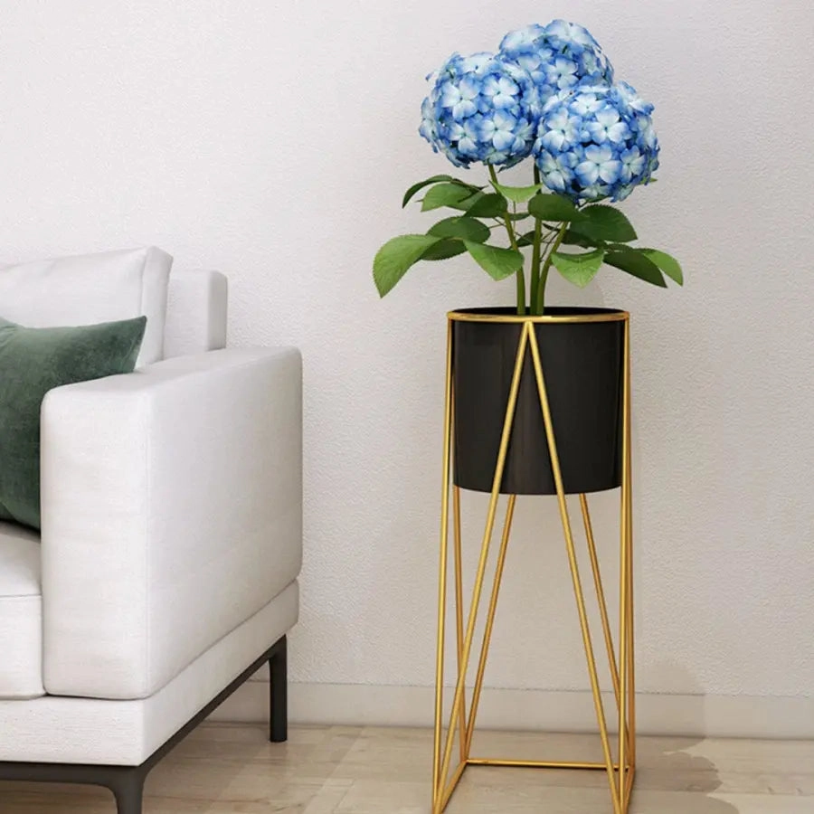 50cm Gold & Black Metal Plant Stand