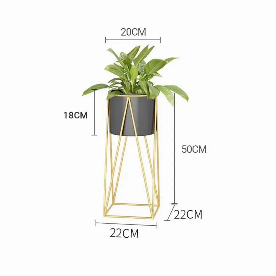 50cm Gold & Black Metal Plant Stand