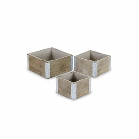 5634-3 - Samil Square Wooden Crates,flowerpot set decor