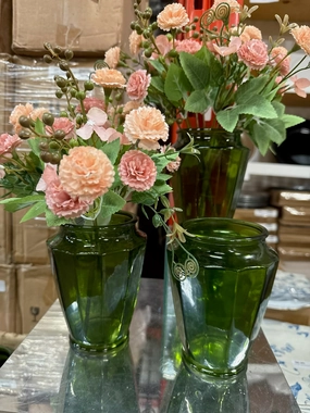 5.6 Green Vase Glass clearance,aesthetic flower vase