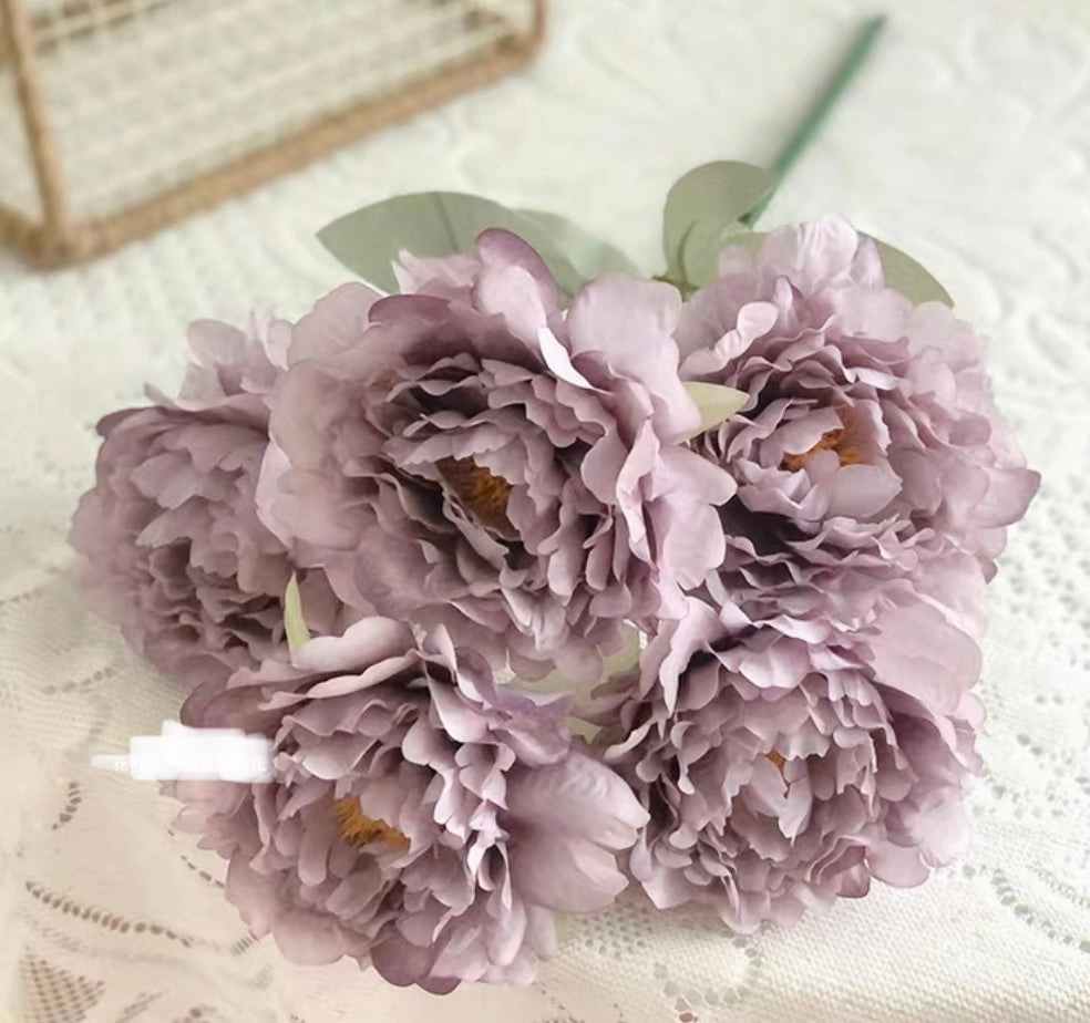 5 HEAD PEONIES PEONY BUNCH (Lilac) realistic flower bouquet  