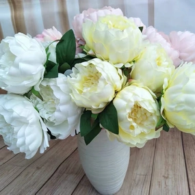 5 Head Peony Bunch white artificial flower bouquet  