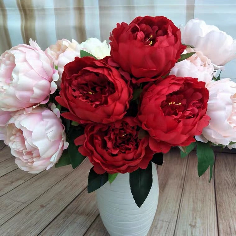 5 Head Peony Bunch white