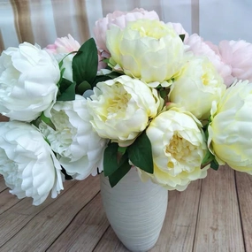 5 Head Peony Bunch white artificial flower bouquet  