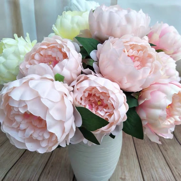 5 Head Peony Bunch white