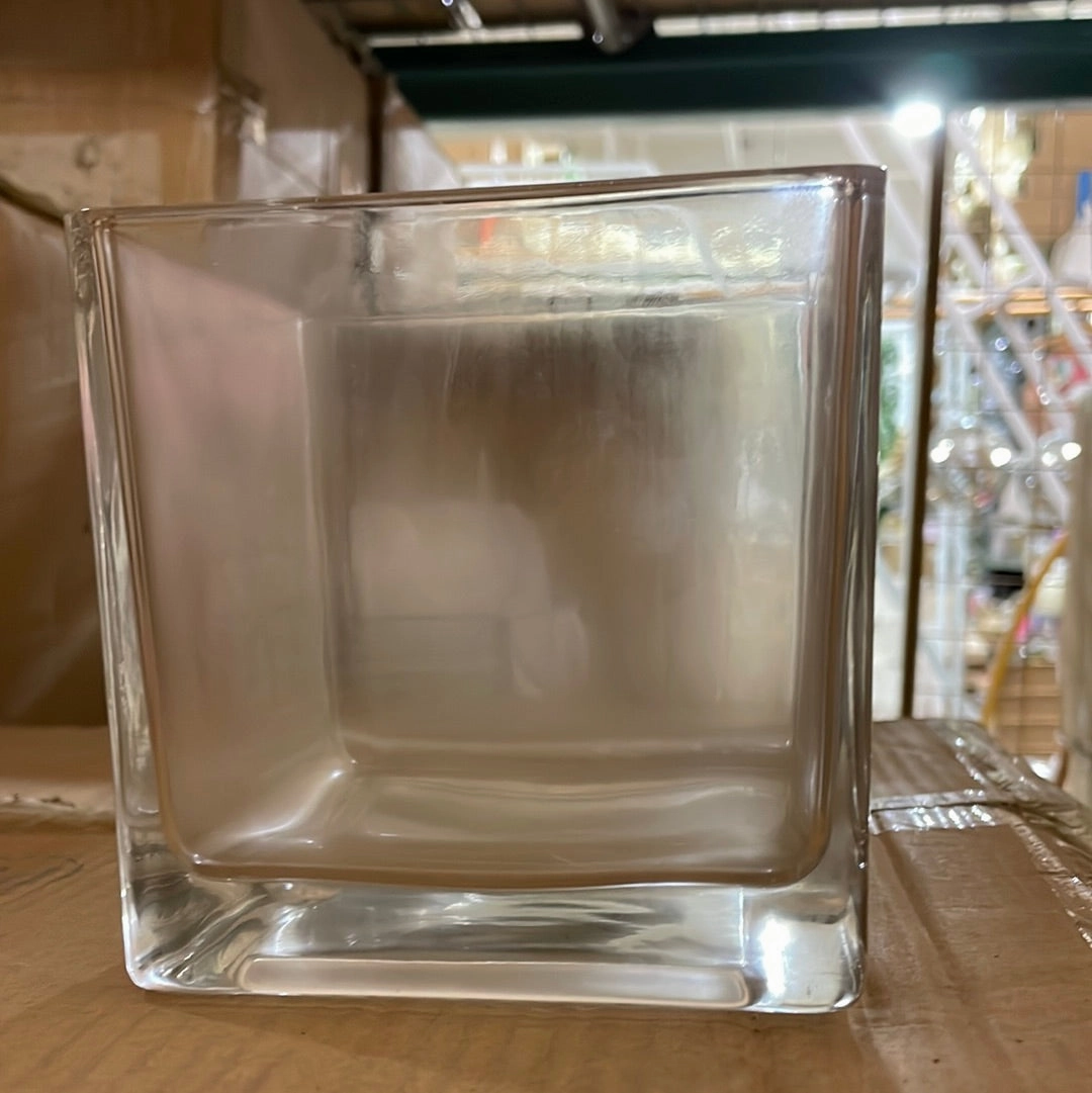 5" Cube (4.7) Vase Clear Glass wedding centerpiece machine made