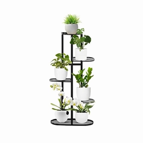 5 Tier Black Metal Plant Stand for 6 Planters,plant shelf accessories