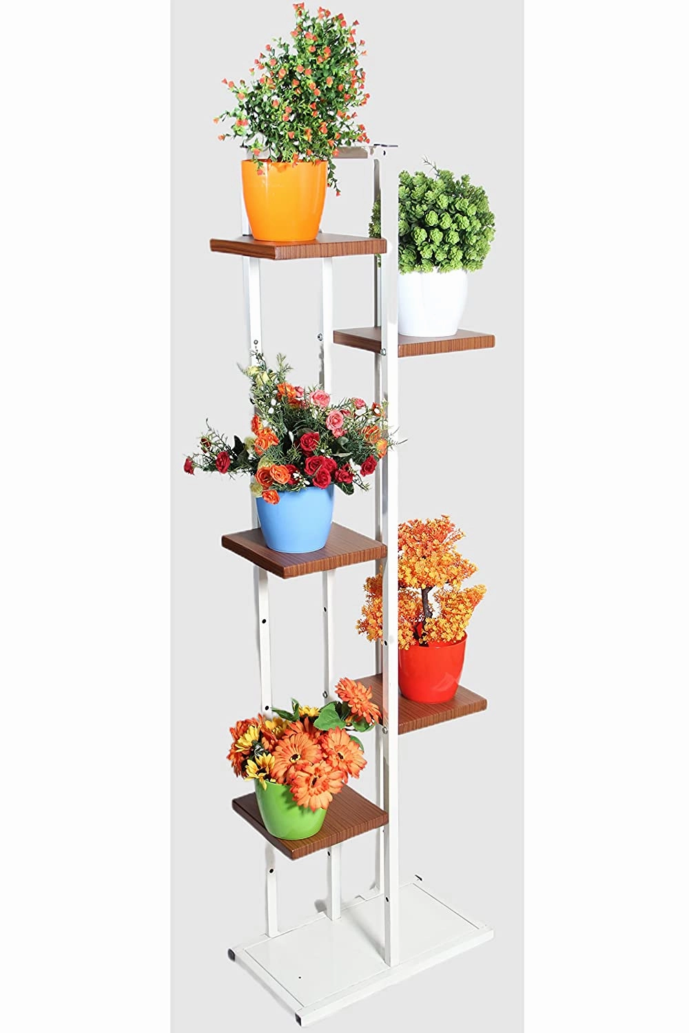 5 Tier Metal Planter Stand (Wooden Finish)