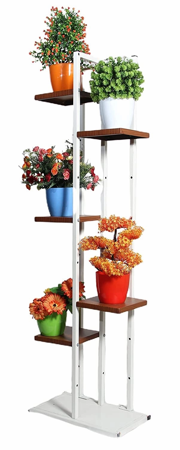 5 Tier Metal Planter Stand (Wooden Finish)