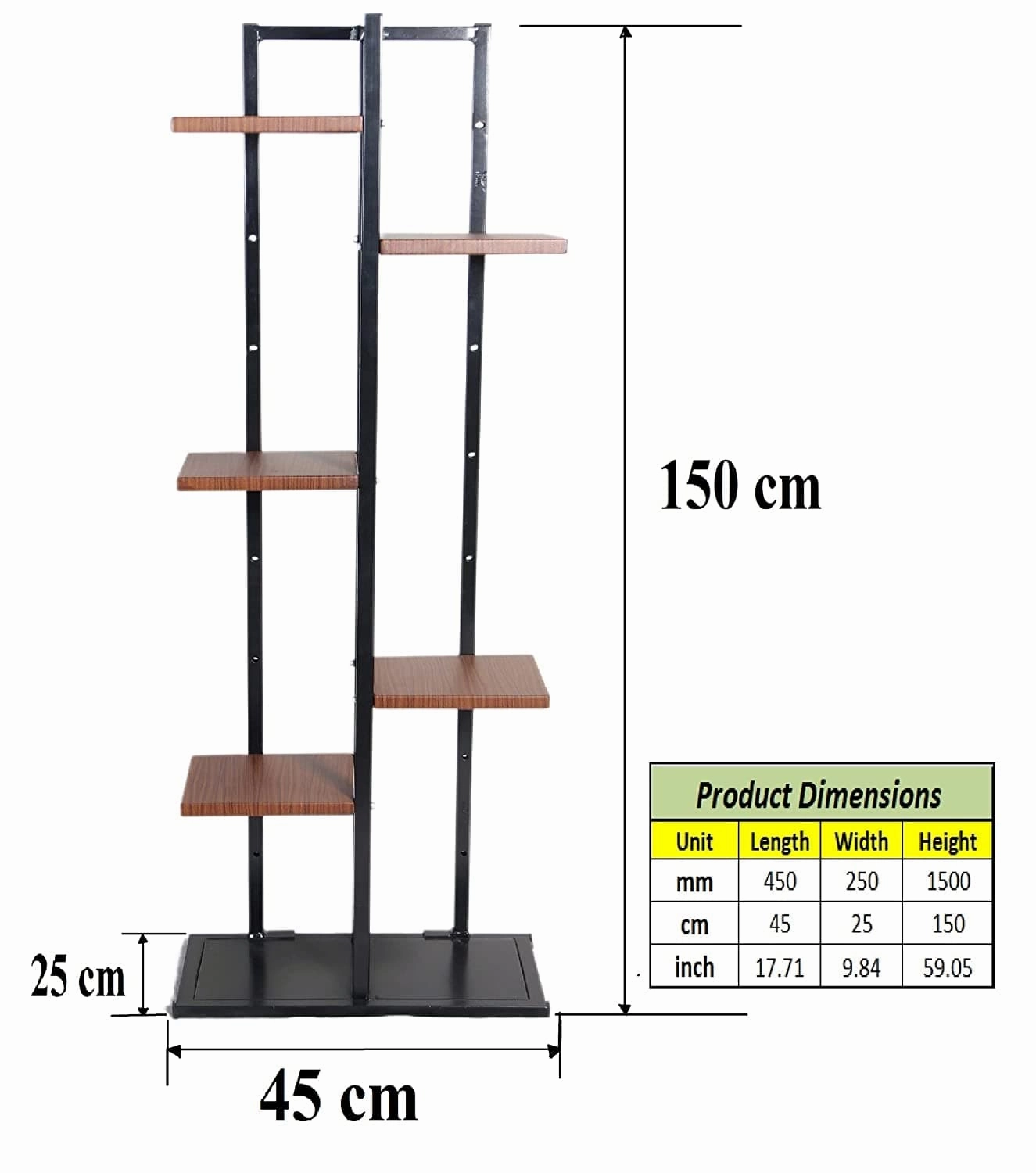 5 Tier Metal Planter Stand (Wooden Finish)