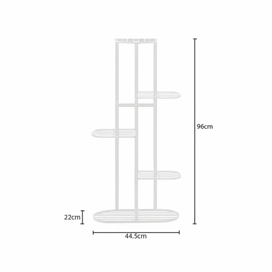 5 Tier White Metal Plant Stand for 6 Planters