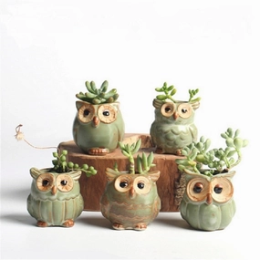 5Pcs Quality Cute Small Owl Shaped,hand-painted ceramic vase