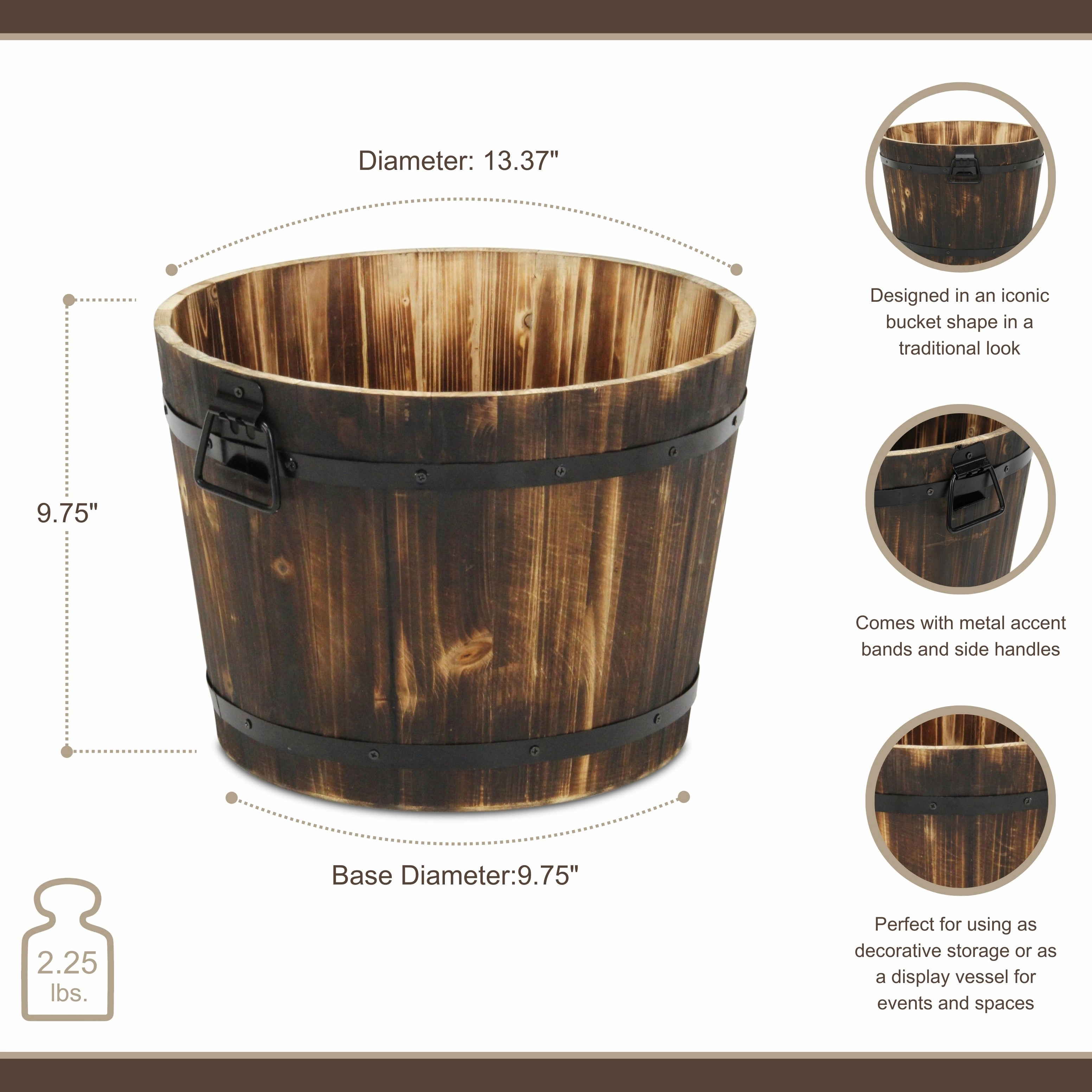 6075BR-M - Mariva Dark Brown Bucket - Medium