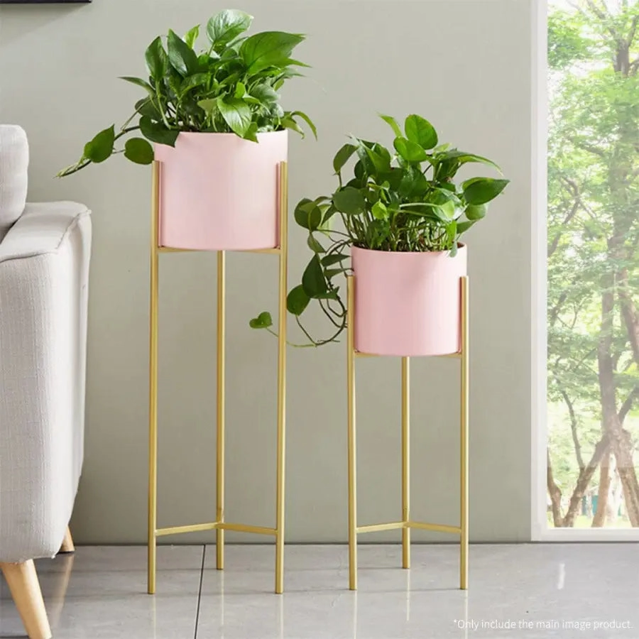60cm Gold & Pink Metal Plant Stand
