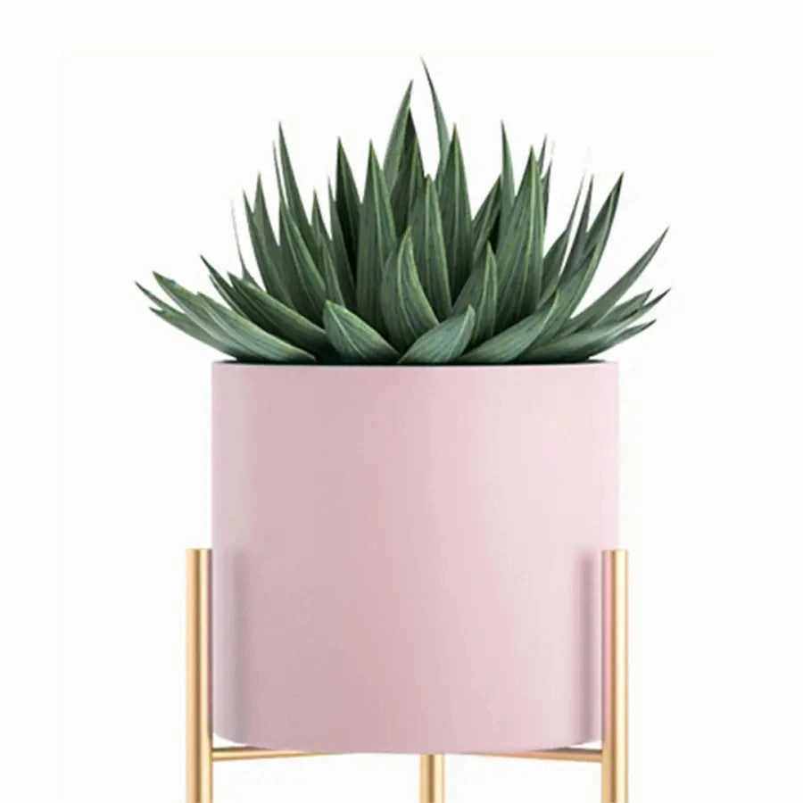 60cm Gold & Pink Metal Plant Stand