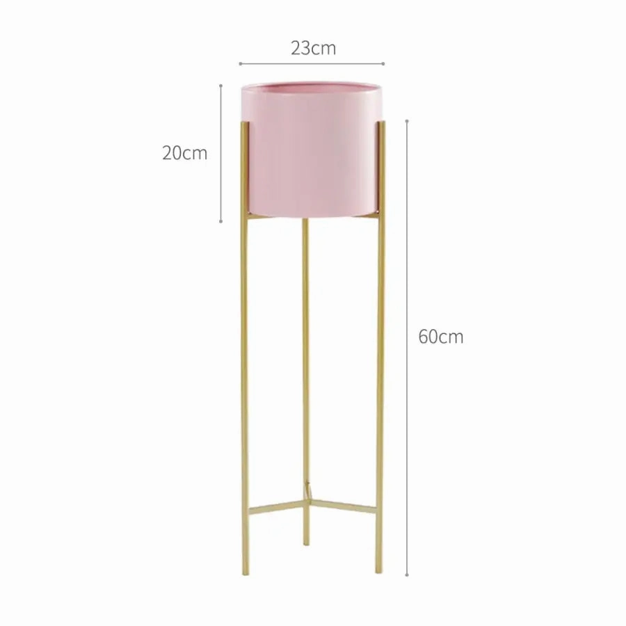 60cm Gold & Pink Metal Plant Stand