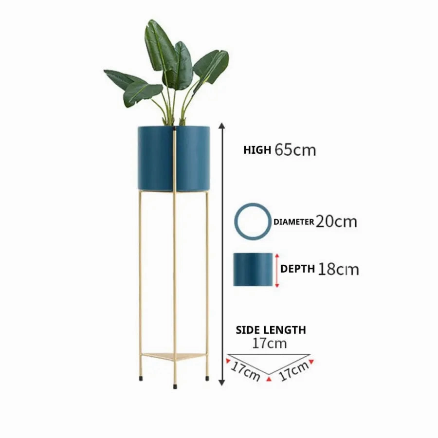 65cm Gold & Blue Metal Plant Stand