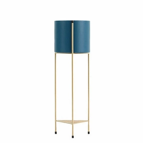 65cm Gold & Blue Metal Plant Stand,plant shelf accessories