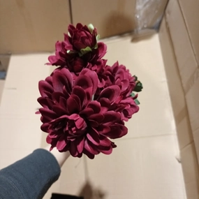 6 head Vintage burgundy Dahlia spray realistic flower bouquet  