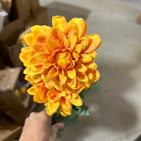 6 head Vintage Orange Dahlia spray realistic flower bouquet  