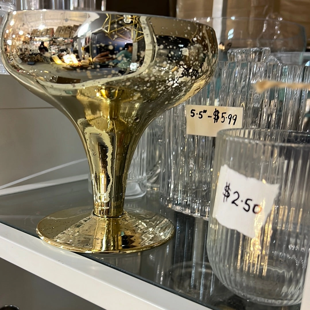 6" Mercury Gold  Glass Bowl Vase