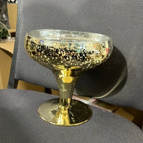 6" Mercury Gold  Glass Bowl Vase,aesthetic flower vase