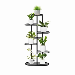 6 Tier Black Metal Plant Stand for 7 Planters,plant shelf accessories