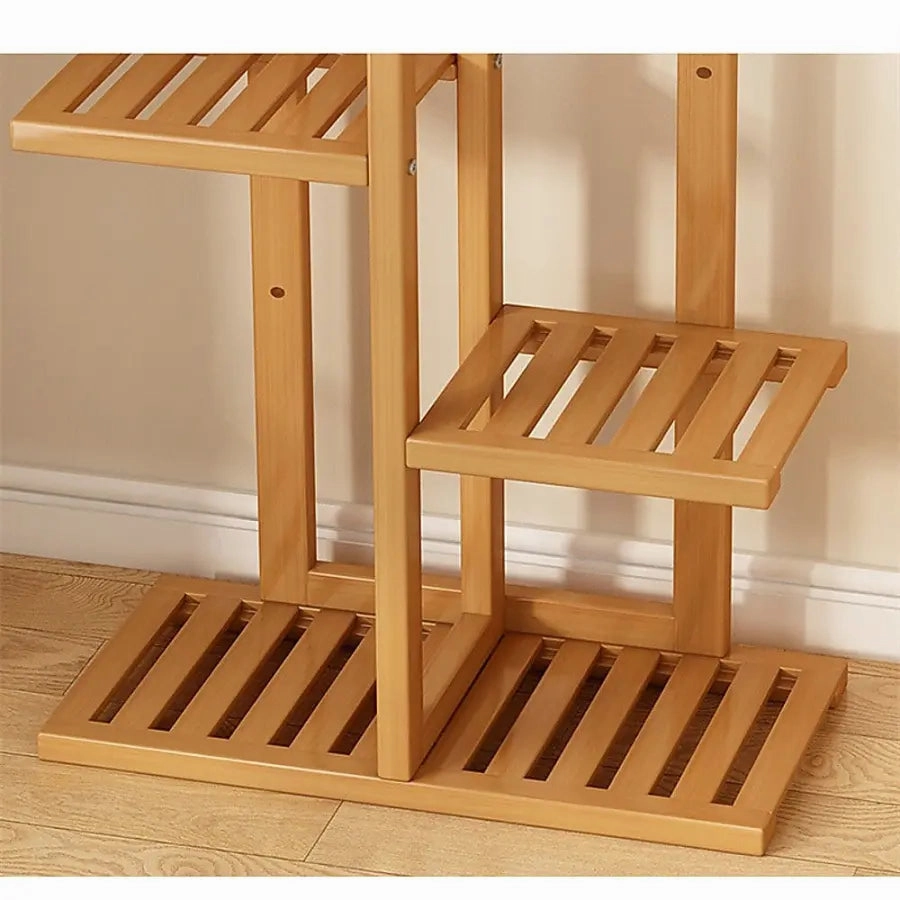 6 Tier Natural Brown Vertical Bamboo Plant Stand