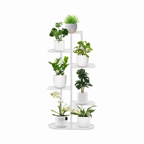 6 Tier White Metal Plant Stand for 7 Planters,plant shelf accessories