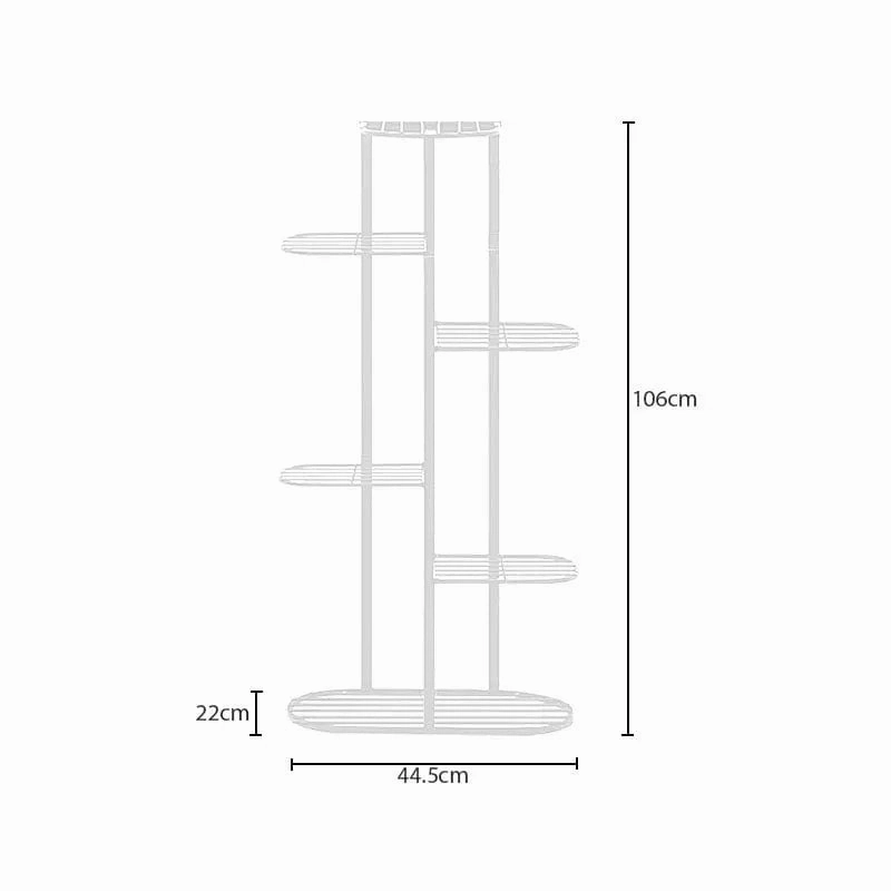 6 Tier White Metal Plant Stand for 7 Planters