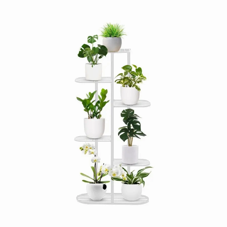 6 Tier White Metal Plant Stand for 7 Planters,plant shelf accessories