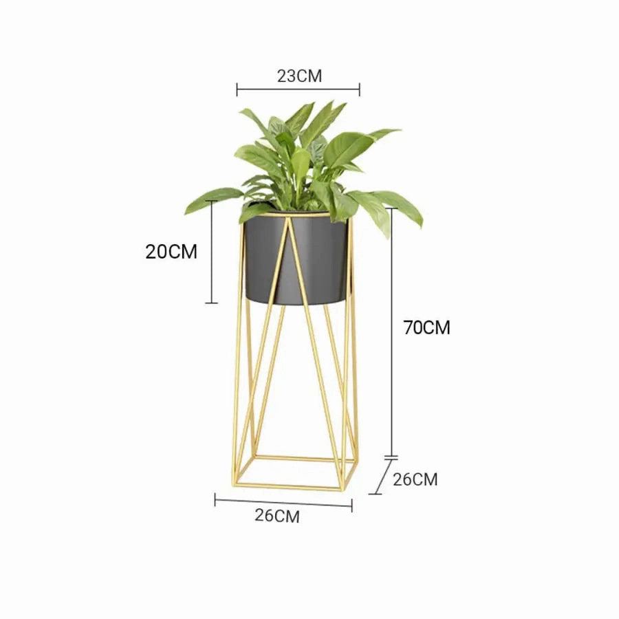 70cm Gold & Black Metal Plant Stand