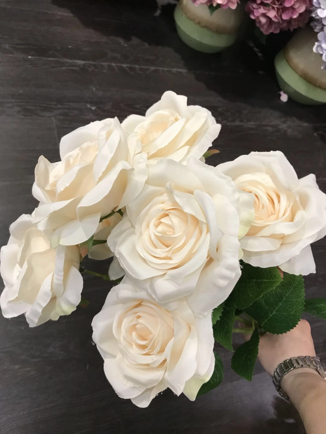 7 head Champagne Sweet Rose Artificial flower