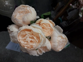 7 HEAD FABRIC ARTIFICIAL PEONIES Blush BUNCH artificial flower bouquet  