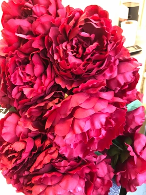 7 HEAD FABRIC ARTIFICIAL PEONIES PEONY BUNCH (Burgundy) artificial flower bouquet  