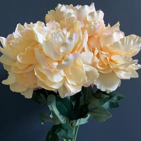 7 HEAD FABRIC ARTIFICIALchampagne PEONIES PEONY BUNCH Salmon realistic flower bouquet  