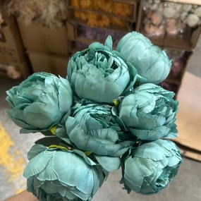 7 head Peonies bunch sage green realistic flower bouquet  