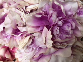 7 HEAD Purple and White FABRIC PEONY BUNCH ARTIFICIAL PEONIES realistic flower bouquet  