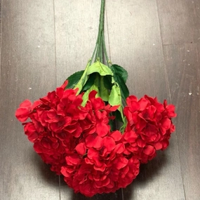 7 head red Hydrangea Bunch realistic flower bouquet  