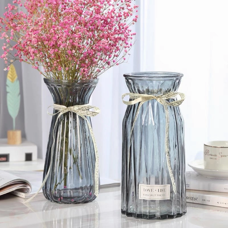 7 Small smoky dusty Blue Bud Vase Glass with narrow neck,aesthetic flower vase