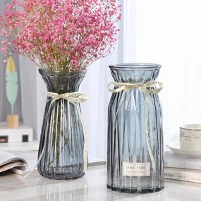 7 Small smoky dusty Blue Bud Vase Glass with narrow neck,aesthetic flower vase