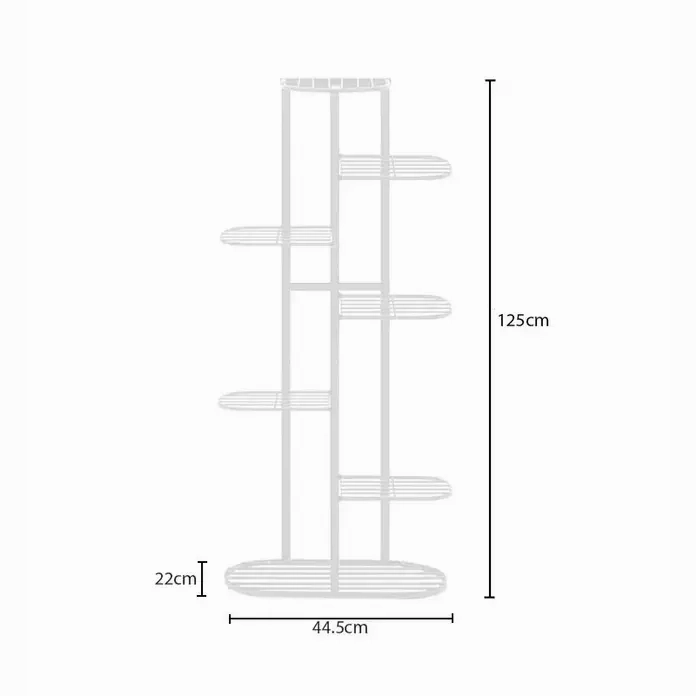7 Tier White Metal Plant Stand for 8 Planters